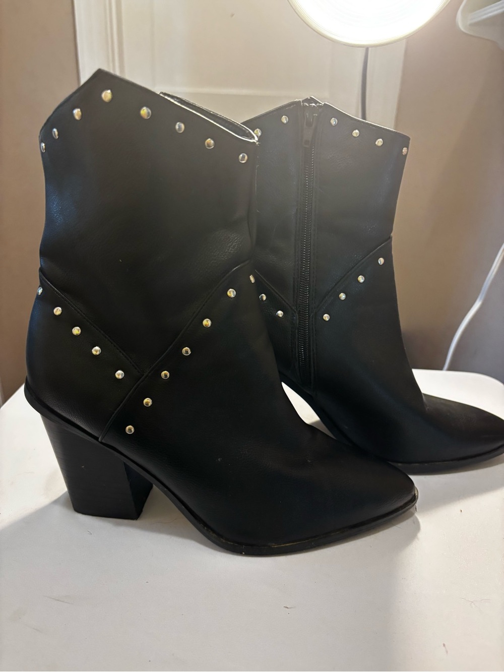 DV by Dolce Vita Black Studded Mid-Calf Heeled Boots